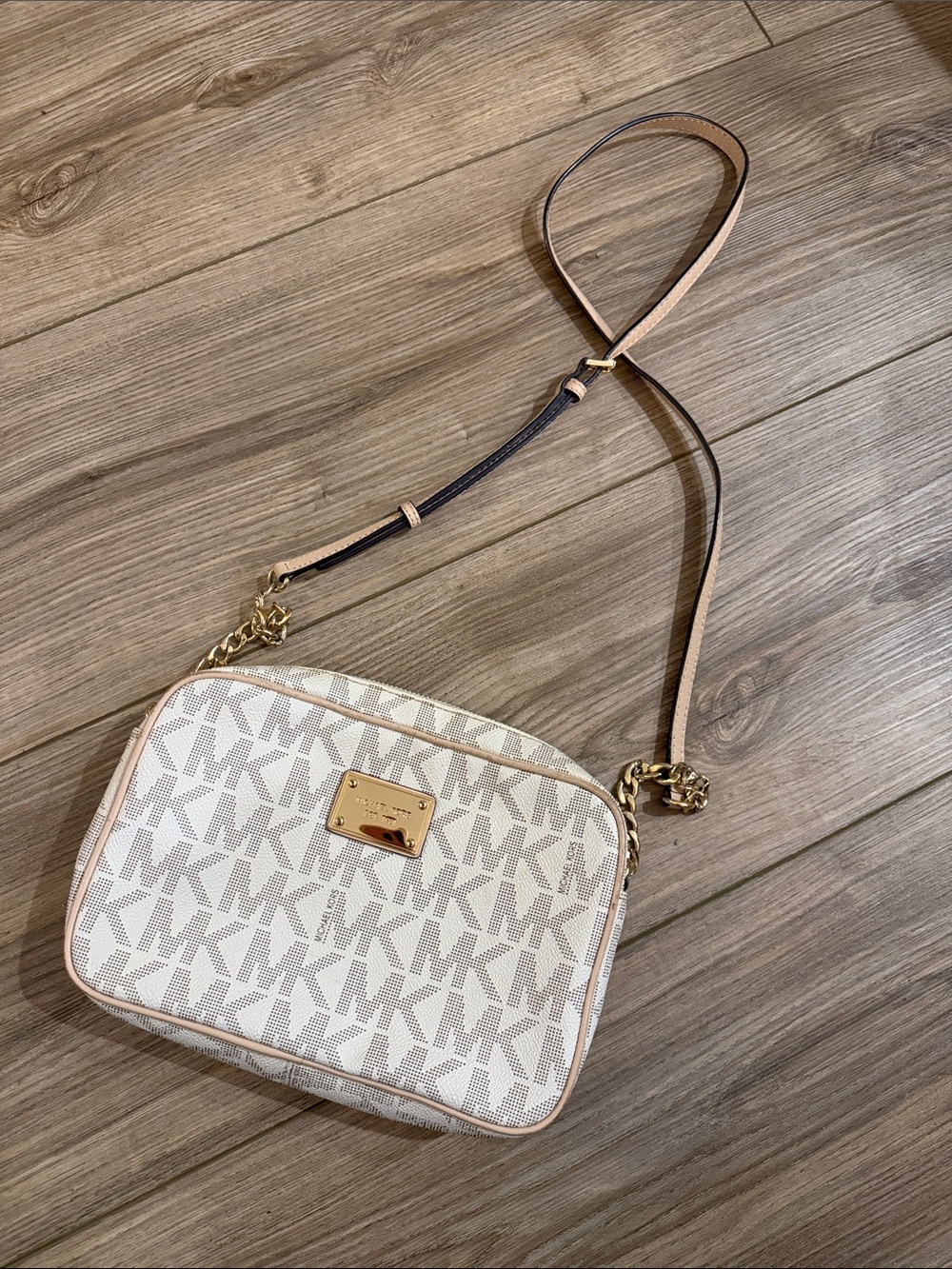 Michael Kors Cream Logo-Print Crossbody purse